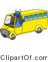 Vector Illustration of a Blue Cartoon Dragon Mascot Driving a School Bus by Mascot Junction