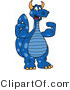 Vector Illustration of a Blue Cartoon Dragon Mascot Flexing by Mascot Junction
