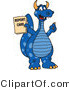 Vector Illustration of a Blue Cartoon Dragon Mascot Holding a Report Card by Mascot Junction