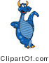 Vector Illustration of a Blue Cartoon Dragon Mascot Leaning by Mascot Junction