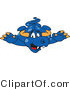 Vector Illustration of a Blue Cartoon Dragon Mascot Leaping Forward by Mascot Junction