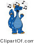 Vector Illustration of a Blue Cartoon Dragon Mascot Singing by Mascot Junction