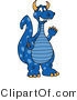 Vector Illustration of a Blue Cartoon Dragon Mascot Waving by Mascot Junction