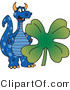 Vector Illustration of a Blue Cartoon Dragon Mascot Wth a St Patricks Day Clover by Mascot Junction