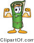 Vector Illustration of a Carpet Roll Mascot Flexing His Arm Muscles by Mascot Junction