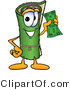 Vector Illustration of a Carpet Roll Mascot Holding a Dollar Bill by Mascot Junction