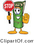 Vector Illustration of a Carpet Roll Mascot Holding a Stop Sign by Mascot Junction