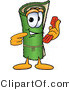 Vector Illustration of a Carpet Roll Mascot Holding a Telephone by Mascot Junction