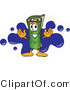 Vector Illustration of a Carpet Roll Mascot with a Blue Splatter by Mascot Junction