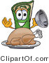 Vector Illustration of a Carpet Roll Mascot with a Thanksgiving Turkey on a Platter by Mascot Junction