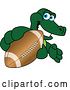 Vector Illustration of a Cartoon Alligator Mascot Grabbing a Football by Mascot Junction