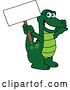Vector Illustration of a Cartoon Alligator Mascot Holding a Blank Sign by Mascot Junction