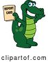 Vector Illustration of a Cartoon Alligator Mascot Holding a Report Card by Mascot Junction