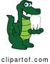 Vector Illustration of a Cartoon Alligator Mascot Holding a Tooth by Mascot Junction