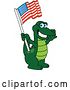 Vector Illustration of a Cartoon Alligator Mascot Waving an American Flag by Mascot Junction
