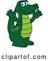 Vector Illustration of a Cartoon Alligator Mascot Welcoming or Cheering by Mascot Junction