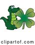 Vector Illustration of a Cartoon Alligator Mascot with a St Patricks Day Clover by Toons4Biz