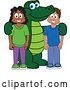 Vector Illustration of a Cartoon Alligator Mascot with Happy Students by Mascot Junction