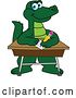 Vector Illustration of a Cartoon Alligator Mascot Writing at a Desk by Toons4Biz