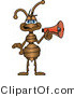 Vector Illustration of a Cartoon Ant Mascot with a Red Megaphone or Bullhorn by Mascot Junction