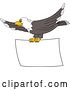 Vector Illustration of a Cartoon Bald Eagle Mascot Flying with a Blank Banner by Mascot Junction