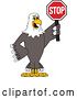 Vector Illustration of a Cartoon Bald Eagle Mascot Holding a Stop Sign by Mascot Junction