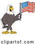 Vector Illustration of a Cartoon Bald Eagle Mascot Holding an American Flag by Mascot Junction