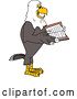 Vector Illustration of a Cartoon Bald Eagle Mascot Reading a Book by Mascot Junction