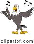 Vector Illustration of a Cartoon Bald Eagle Mascot Singing by Mascot Junction