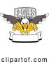 Vector Illustration of a Cartoon Bald Eagle Mascot Swooping over a Banner by Mascot Junction