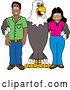 Vector Illustration of a Cartoon Bald Eagle Mascot with Parents by Mascot Junction
