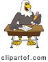 Vector Illustration of a Cartoon Bald Eagle Mascot Writing at a Desk by Mascot Junction