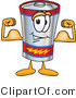 Vector Illustration of a Cartoon Battery Mascot Flexing His Arm Muscles by Toons4Biz