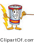 Vector Illustration of a Cartoon Battery Mascot Holding a Bolt of Energy and a Pointer Stick by Toons4Biz