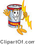 Vector Illustration of a Cartoon Battery Mascot Holding a Bolt of Energy and Jumping by Mascot Junction
