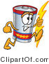 Vector Illustration of a Cartoon Battery Mascot Holding a Bolt of Energy and Running by Toons4Biz