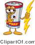 Vector Illustration of a Cartoon Battery Mascot Holding a Bolt of Energy and Whispering by Toons4Biz
