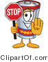 Vector Illustration of a Cartoon Battery Mascot Holding a Stop Sign by Mascot Junction
