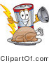 Vector Illustration of a Cartoon Battery Mascot Serving a Thanksgiving Turkey on a Platter by Mascot Junction