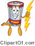 Vector Illustration of a Cartoon Battery Mascot Sitting and Holding a Bolt of Energy by Mascot Junction