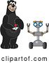 Vector Illustration of a Cartoon Black Bear School Mascot Controlling a Robot by Toons4Biz