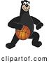 Vector Illustration of a Cartoon Black Bear School Mascot Dribbling a Basketball by Toons4Biz