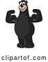 Vector Illustration of a Cartoon Black Bear School Mascot Flexing His Arm Muscles by Mascot Junction