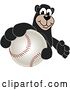 Vector Illustration of a Cartoon Black Bear School Mascot Grabbing a Baseball by Toons4Biz