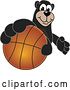 Vector Illustration of a Cartoon Black Bear School Mascot Grabbing a Basketball by Mascot Junction