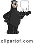 Vector Illustration of a Cartoon Black Bear School Mascot Holding a Tooth by Mascot Junction