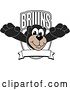 Vector Illustration of a Cartoon Black Bear School Mascot Leaping Outwards from a Bruins Shield by Mascot Junction