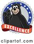 Vector Illustration of a Cartoon Black Bear School Mascot on an Excellence Badge by Toons4Biz