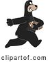 Vector Illustration of a Cartoon Black Bear School Mascot Running with an American Football by Toons4Biz