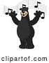 Vector Illustration of a Cartoon Black Bear School Mascot Singing Under Music Notes by Toons4Biz